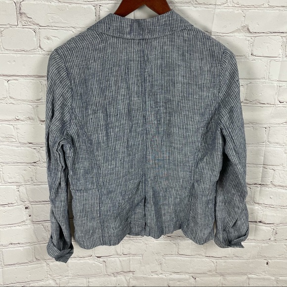 Eileen Fisher chambray railroad Linen Blazer - Picture 11 of 11